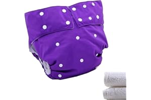 LukLoy - Couches en tissu pour adolescents/adultes avec 2 inserts pour soins d'incontinence – Poche à double ouverture, lavable, réglable, réutilisable, sans fuite (violet)