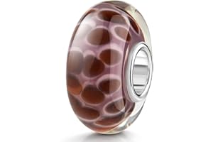 MATERIA by Matthias Wagner Glas Bead lila dunkelrot gepunktet für European Beads Armband/Kette 1029