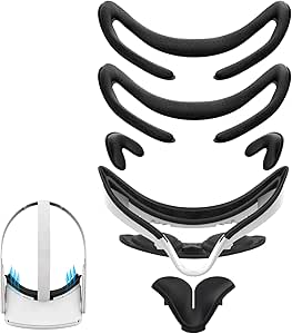 AMVR Resilient VR Facial Vent Soft Interface Bracket &amp; Anti-Leckage Light PU-Lederschaum-Gesichtsabdeckung Ersatzpolster Custom Comfort Zubehör 7-teiliges Set für Oculus Quest 2 Headset (Weiß)