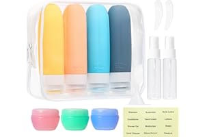 LUFEVRM Silikon Reiseflaschen,14 Stück Reiseflaschen Set Handgepäck,Nachfüllbare Reiseflaschen Für Shampoo und Duschgel,Kulturbeutel Flugzeug,TSA-Zugelassen Reise Flaschen Zum Befüllen,BPA-Frei