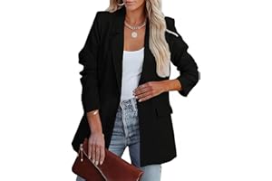 MGizo DtiSpectrum Blazer de Mujer - Chaqueta de Traje Holgada de un Solo Pecho con Abertura Frontal para el Trabajo, Chaquetas de Negocios con Cuello de Solapa y Manga Larga.