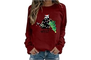 Kobilee Maglioni di Natale Donna Cotone Senza Cappuccio Rosso Sweatshirt Girocollo Taglie Forti Elegante Felpa Natale Maglione Natalizio Invernale Curvy Grinch T Shirt Maglia Stampa