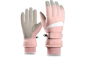 A-QMZL Guanti da Sci Donna Invernali Guanti Termici Impermeabili da Donna Guanti Antiscivolo Antivento Touchscreen Caldi Ispessiti per Sci Corsa Ciclismo Escursionismo Sport Sulla Neve