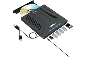 Yaeonku Lecteur CD DVD externe, hub optique USB 3.0 de type C, graveur de CD, lecteur ultra fin avec 4 ports USB et 2 emplacements pour carte SD, lecteur CD DVD externe pour ordinateur portable,
