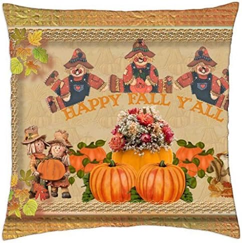 Happy Fall Y'all - Throw Pillow Cover Case (18" x 18")