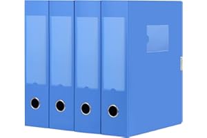 DONGLI A4 Archivbox(Blau,4 Stück) Archiv-Schachtel mit 7.5 cm Breit Rücken,A4 Sammelboxe Büroordner mit Rückenschild für Office