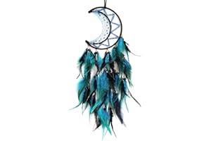 FDRJKN Dream Catcher with Black and Blue Feather Design Wolf Theme Wall Hanging for Boys and Girls Teen Bedroom Accessory and Home Craft Gift