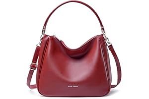 David Jones - Bolso Hobo para Mujer - Bolso de Hombro Tipo Bandolera de Piel Sintética PU - Bolso Tote de Tamaño Mediano con Asa Larga - Moda Clásica Urbana Práctica y Elegante, rojo, talla única