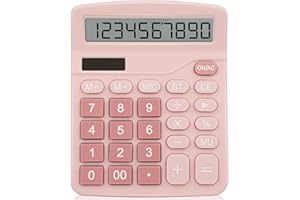 lohey Calculator, 12 Digit Desk Calculators with Large Display and Big Sensitive Button, Solar and Battery Dual Power, Pink Calculator Large Stationery for Office Home School (Pink)