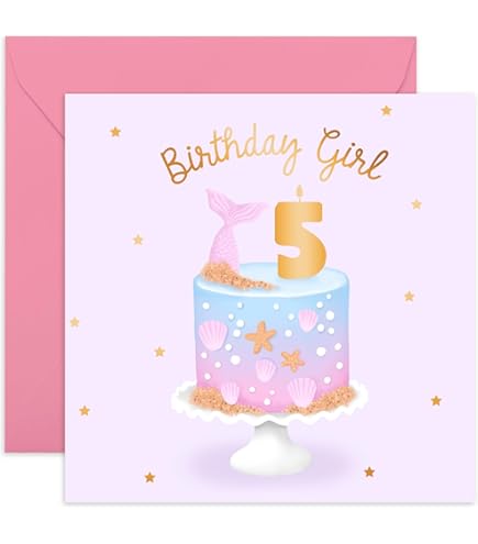 Biglietto di auguri per il quinto compleanno di una bambina, nipote, nipote, figlia / Biglietto di auguri per il quinto compleanno di una bambina / Biglietto di auguri con unicorno carino