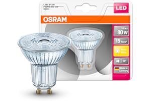 Osram LED Star PAR16 Reflector Lamp, with GU10 Base, Non-Dimmable, Replaces 80 Watts, 36° Beam Angle, Warm White - 2700 Kelvi