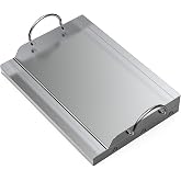 onlyfire Universal Stainless Steel Barbecue Plate, 51 x 32 x 7 cm | for Charcoal Barbecue, Gas Grill and more, Rectangular