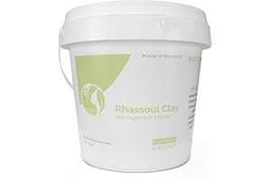 Fatima's Garden Rhassoul Clay, polvere di argilla Ghassoul marocchina naturale al 100% per viso, capelli e hammam; arricchito con Argan e 6 erbe, detergente e ammorbidente per hamam - 1Kg