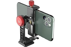 PICTRON Uchwyt na statyw do telefonu komórkowego, ULANZI ST-14 adapter do montażu na statywie do smartfona, aluminiowy z zimną stopką, zacisk stojaka na telefon komórkowy 360° do iPhone'a 13 12 11 Max Pro