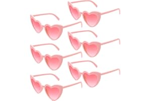 ANLIOTO 6 Stück Herz Sonnenbrille für Damen, Vintage Herzform Brille 90er Jahre Hippie Brille Kostümzubehör für Urlaub, Party, Hochzeit, Karneval, Halloween, Weihnachten