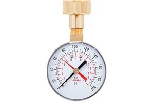 NAIXUE Manomètre 0 à 200PSI Laiton 3/4" Filetage NPT mâle inférieur Compteur de pression à fonctions multiples Manomètre de pression d'eau pour la maison 100psi