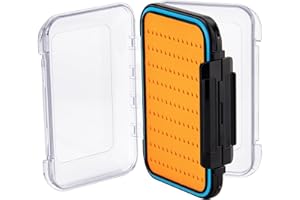 Gonex Boîtes à Mouches pour la Pêche à la Mouche, Double face, étanche, légère, Facile à prendre en Main, Couvercle Transparent, boîtes à Leurres de Pêche à la Mouche, 10,4 x 7,6 x 3 cm, Orange