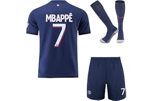 Soft Gardin 2023/2024 Paris Mbappe #7 Home Football Soccer Jersey/Shorts Socks Gift Set Youth Sizes (Navy, 28)