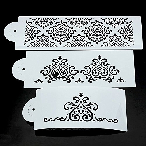GOOTRADES 1 Set 3 Stk Plastik Kuchen Schablonen, der Werkzeug Zuckersieb Schokoladen Kuchen Form Hochzeits Dekor verziert - 5