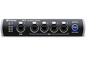 PreSonus SW5E, 5-port AVB switch with PoE for AVB networking consoles, mixers, stageboxes, monitor mixers, loudspeakers