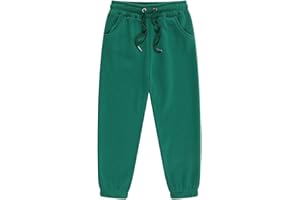 GENERIC Pantalon de survêtement en coton épais et chaud avec poches pour enfants, uni, taille élastique, pantalon de sport avec poches