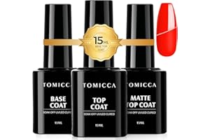 ZKOEE TOMICCA 3 * 15ml Matte Top Coat et Base Coat Vernis Semi Permanent Set, Longue Durée, Facile à Appliquer et Sûr, Vernis Gel Soak Off UV LED pour Nail Art Manicure