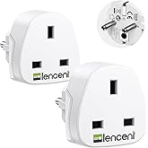LENCENT 2 Pieces UK Plug to European Plug Adapter [3250W/13A Max] | UK to Spain Adapter, English to Spanish Travel Plug