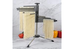 Bugucat Suszarka do makaronu, 16 biegunów, suszarka do makaronu z 16 wysuwanymi szczeblami, do 2 kg, do makaronu, zintegrowany pręt do transportu, składana suszarka do spaghetti, suszarka do makaronu