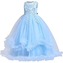 EFOGEP Blumenmädchen Maxikleid - Spitze Stickerei Mit Tüll Für Hochzeit & Kommunion