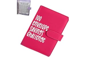 KEYET 100 Envelope Challenge Binder,Budget Binder Savings Challenge Budget Book Binder Cash Binder with Envelope Money Saving Envelope for Budget Planners and Money Savers (Rose Red)