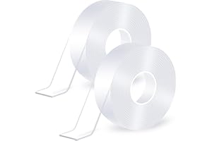 KICQOM Double Sided Tape Heavy Duty,(6mx2cmx2mm,2Rolls) Strong Double Sided Mounting Nano Tape,Multipurpose Clear Adhesive Picture Hanging Strips,Removable Adhesive Sticky Tape for Poster Walls Decor Carpet