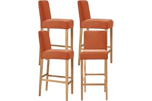 SHUOJIA Velvet Bar Stool Cover Counter Stool Pub Chair Slipcover for Dining Room Barstool Protector Covers Slipcover Parson Chair Covers, Thick Soft Modern Style (Dark Orange,4 Pcs)