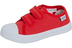 SCRUFFYTED Kids Canvas Shoes Boys Trainers Girls Pumps Unisex Easy Fasten Plimsolls Casual Shoes