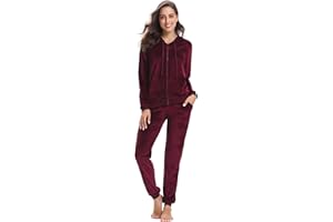 Aottori Zweiteiler Jogginganzug Damen Set Nicki Hausanzug Trainingsanzug Tracksuit Freizeitanzug Sportanzug Damen Anzug Elegant 2 Teilig Lounge Set Sportbekleidung für Frühling Herbst Winter
