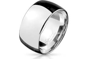 UrbanBijoux Bague de fiançailles Alliance Large Homme Acier Inoxydable Poli Silver 10mm Mariage