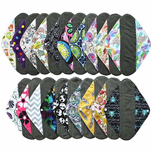 3 Pieces 12 Inch Heavy Flow Charcoal Bamboo Mama Cloth/ Menstrual Pads/ Reusable Sanitary Pads - You Choose 3 Designs From 19 and Send Message to Me