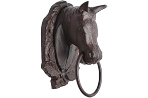 BRASSTAR Pop Top PTZD009 Heurtoir de porte rustique en fonte avec marteau de bœuf/taureau Finition de collection – Réplique antique couleur rouille