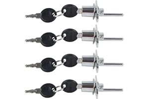 HOWDIA QOPAHI 4 Piece Drawer Locks Filing Cabinet Lock with Key for Wardrobe Display Cabinet Desk Office Furniture Drawers, Barrel Lock Diameter 16 mm, Length 61 mm(Silver)