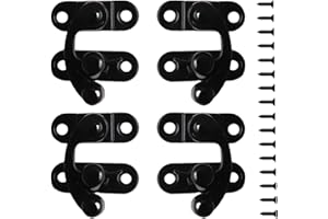 Mewtush 4 Pièces Hasp Latch Jewellery Box, Loquet, Hasp Latch Bijoux, Boîte à Bijoux en Bois avec Fermoir à Crochet Antique, Design Rétro, Fermoir à Crochet avec Vis pour Boîte en Bois, Noir