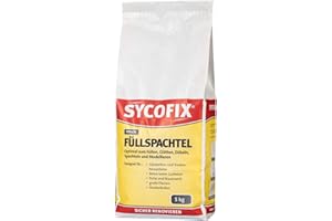 SYCOFIX Füllspachtel innen, 5 kg zum Füllen, Glätten, Spachteln, Dübeln und Modellieren, Gipskarton- und Trockenbausystemen, Beton, Putze, Mauerwerk, auch für Stuckarbeiten, hoher Weißgrad, schnell trocknend