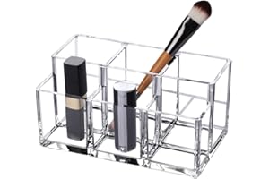 GUOLICH Organizer do Makijażu Uchwyt na Pędzle 6 Sekcji Akrylowe Kosmetyki Przechowywanie etui Stojak do Makijażu, Do Domu, Biura, łazienki