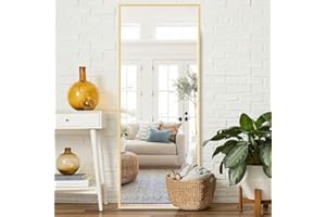COFENY Full Length Mirror, 161 x 52 cm Gold Mirror Full Length with Aluminum Frame, Wall Mirror Standing Leaning or Hanging, Standing Mirror Floor Mirror for Bedroom Living Room Entryway