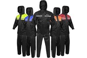 ALPHA CYCLE GEAR Lightweight Waterproof Rain Suit for Men & Women - 2 Piece Motorcycle Rain Gear Protective Trouser with Coat
