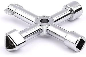 RAROUYI Clave De Llave Multifuncional De 4 Vías Llave Key Para La Llave De Apertura Del Armario De La Caja Del Medidor De Agua Eléctrica Del Gabinete (Plata)