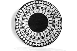 BONAFIDE 200x200cm Portable Plastic Outdoor Rugs, Round Patio Rugs for Garden, Waterproof Ligthweight Plastic Straw Rug, Outdoor Area Rugs for Picnic (Black)