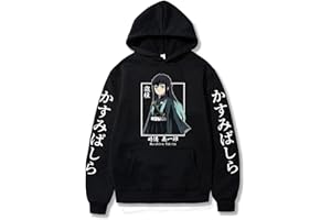 OUHZNUX Demon Slayer: Kimetsu No Yaiba Sweat À Capuche Cool Rétro Giyuu Tomioka Anime Yeux Hiver Mode Sweat À Capuche XS-3XL