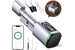 AVATTO Smart Elektronisches Türschloss SchließZylinder 70mm (35/35) mit Fingerabdruck, 2 Schlüssel, IC-Karte, Smart Life/Tuya-App Kontrolle, Bluetooth , Zylinderschloss