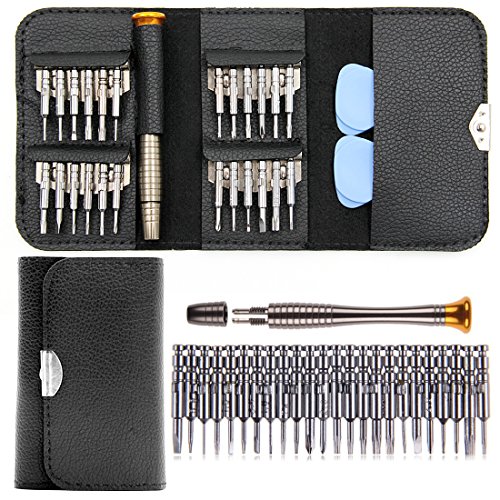 Migimi Gehärtet Mini Schraubendreher Set 25-teilig Präzisions Magnetisierbar Wechseleinsätze mit 2 Plektron Reparatur Set für Apple Handy PC Laptop Kamera, Brillen, Uhren Smartphone iPhone 6 6s plus