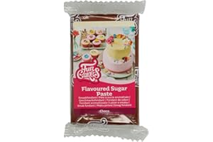 FunCakes Fondant de Sabor Choco, textura suave, fácil de extender, pasta de azúcar, color marrón chocolate, perfecto para tartas, cupcakes y galletas. Halal, Kosher y sin gluten. 250 g