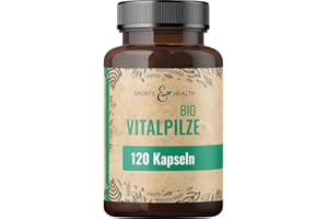 ‎SPORTS & HEALTH Bio Vitalpilze Mix – 120 Kapseln – 7 Vitalpilze – Reishi – Chaga – Shiitake – Maitake – Lions Mane – Cordyceps Militaris – White Fungus – Mushroom Complex – Vegan